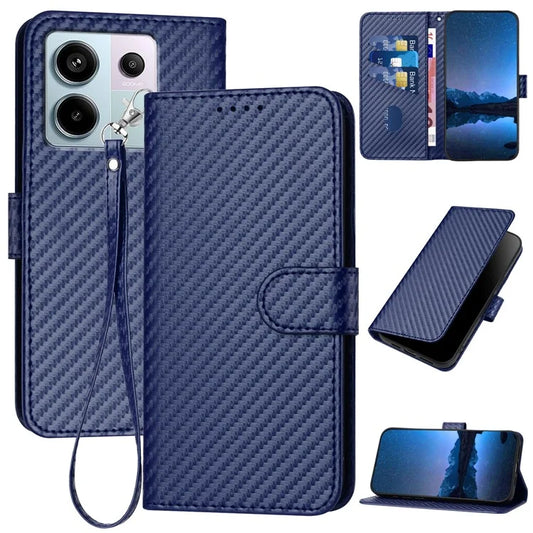 YX0070 For Xiaomi Redmi Note 13 Pro 5G / Poco X6 5G Case Carbon Fiber Texture Leather Wallet Stand Phone Cover