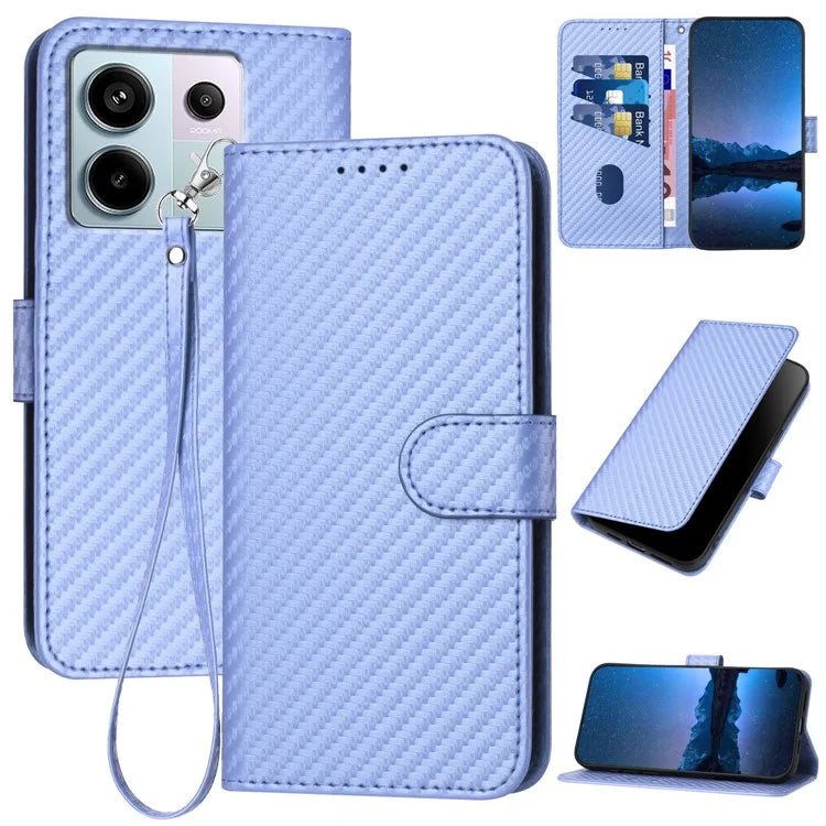 YX0070 For Xiaomi Redmi Note 13 Pro 5G / Poco X6 5G Case Carbon Fiber Texture Leather Wallet Stand Phone Cover