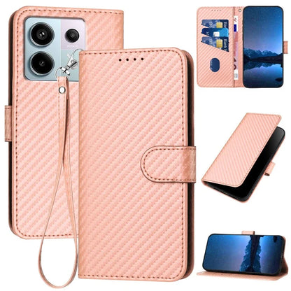YX0070 For Xiaomi Redmi Note 13 Pro 5G / Poco X6 5G Case Carbon Fiber Texture Leather Wallet Stand Phone Cover