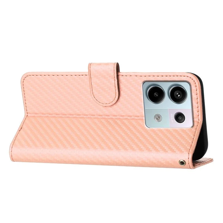 YX0070 For Xiaomi Redmi Note 13 Pro 5G / Poco X6 5G Case Carbon Fiber Texture Leather Wallet Stand Phone Cover