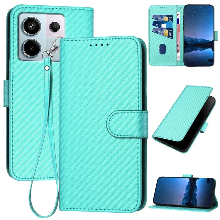 YX0070 For Xiaomi Redmi Note 13 Pro 5G / Poco X6 5G Case Carbon Fiber Texture Leather Wallet Stand Phone Cover