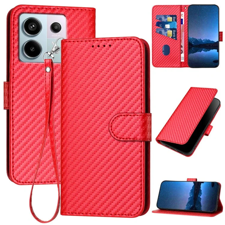 YX0070 For Xiaomi Redmi Note 13 Pro 5G / Poco X6 5G Case Carbon Fiber Texture Leather Wallet Stand Phone Cover