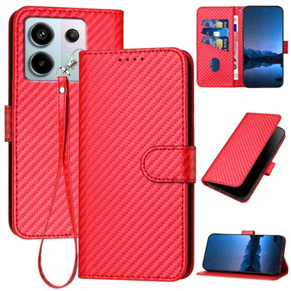YX0070 For Xiaomi Redmi Note 13 Pro 5G / Poco X6 5G Case Carbon Fiber Texture Leather Wallet Stand Phone Cover