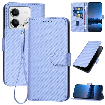 YX0070 For Xiaomi Redmi Note 13 5G Case TPU+PU Leather Phone Protective Shell Carbon Fiber Texture