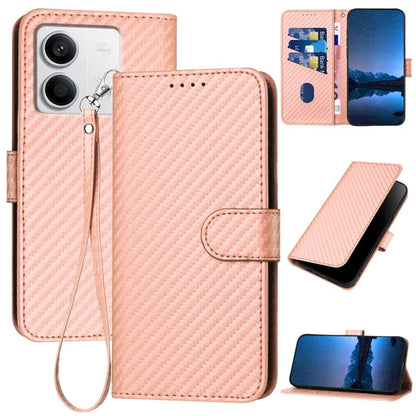 YX0070 For Xiaomi Redmi Note 13 5G Case TPU+PU Leather Phone Protective Shell Carbon Fiber Texture