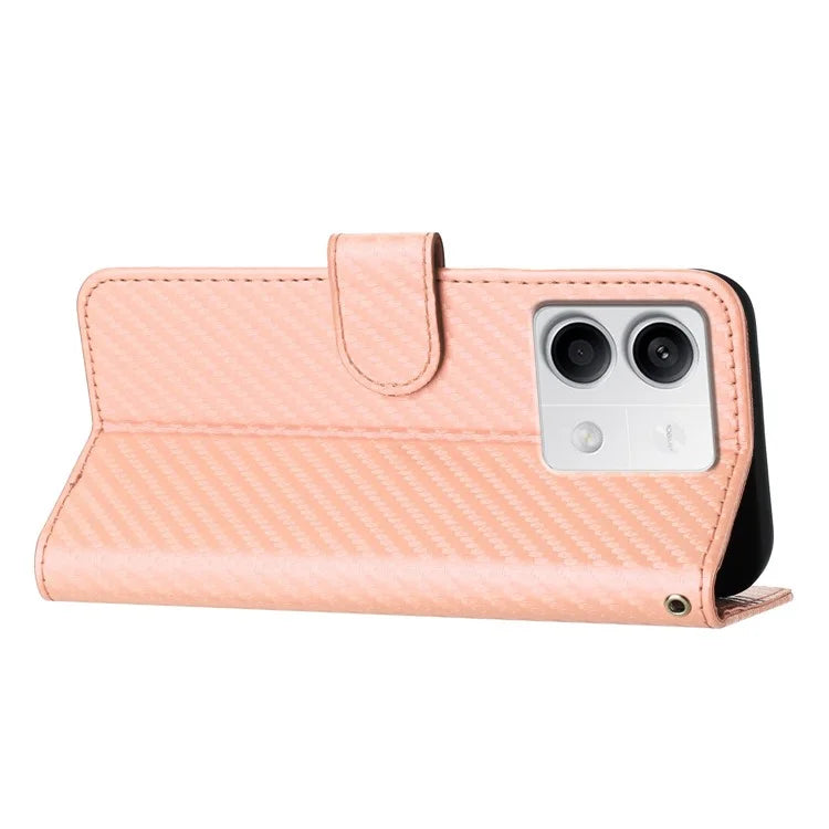 YX0070 For Xiaomi Redmi Note 13 5G Case TPU+PU Leather Phone Protective Shell Carbon Fiber Texture