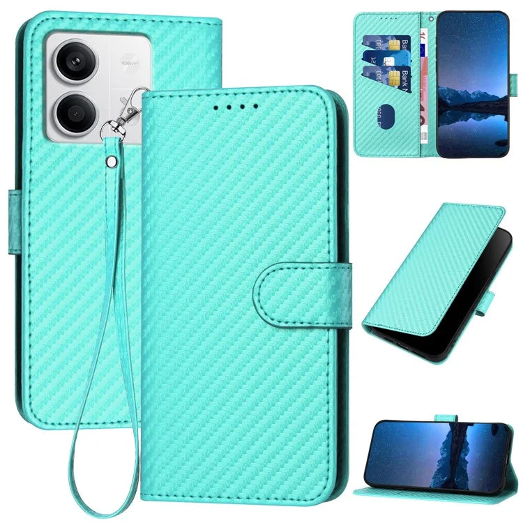 YX0070 For Xiaomi Redmi Note 13 5G Case TPU+PU Leather Phone Protective Shell Carbon Fiber Texture