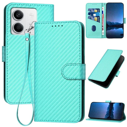YX0070 For Xiaomi Redmi Note 13 5G Case TPU+PU Leather Phone Protective Shell Carbon Fiber Texture