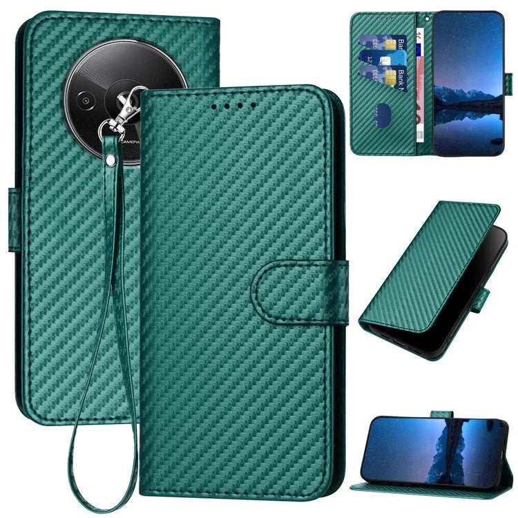 YX0070 For Xiaomi Redmi A3 / Poco C61 4G Case Leather Phone Cover with Wallet Card Slotsish Green