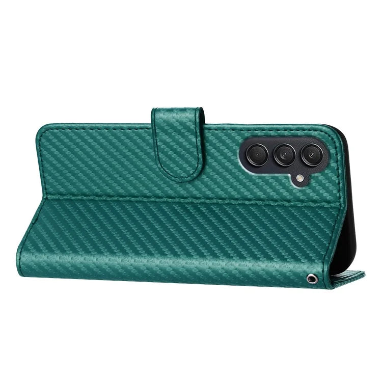 YX0070 For Samsung Galaxy M55 5G / C55 5G / F55 5G Wallet Case Carbon Fiber Texture Leather Phone Coverish Green