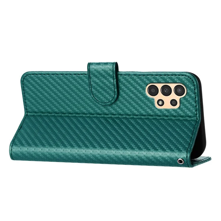 YX0070 For Samsung Galaxy A13 5G / A13 4G Phone Case Wholesale Carbon Fiber Texture Leather Flip Coverish Green