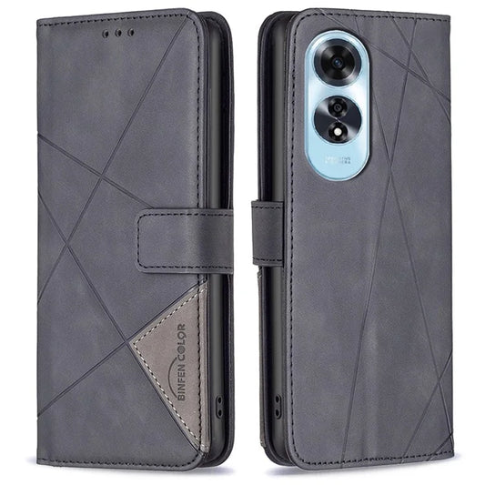 BINFEN COLOR BF05 For Oppo A60 4G Magnetic Phone Case Geometric Imprinted Stand Cover