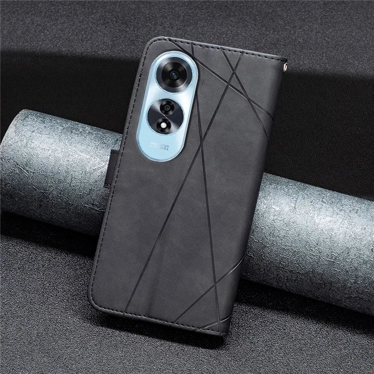 BINFEN COLOR BF05 For Oppo A60 4G Magnetic Phone Case Geometric Imprinted Stand Cover