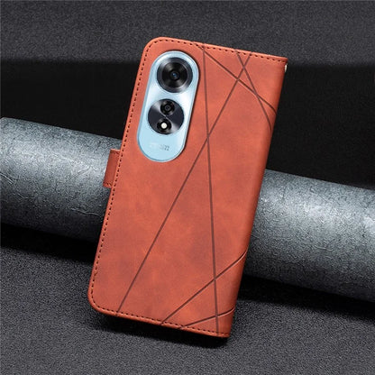 BINFEN COLOR BF05 For Oppo A60 4G Magnetic Phone Case Geometric Imprinted Stand Cover