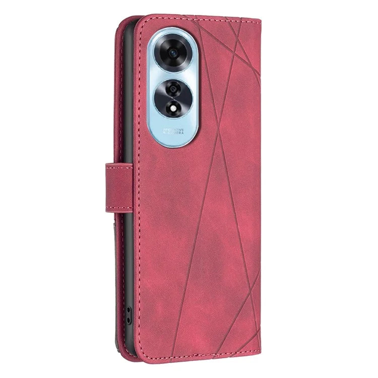 BINFEN COLOR BF05 For Oppo A60 4G Magnetic Phone Case Geometric Imprinted Stand Cover