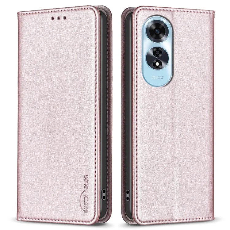 BINFEN COLOR BF18 For Oppo A60 4G Cell Phone Case Magnetic PU Leather Phone Cover with Card Slots
