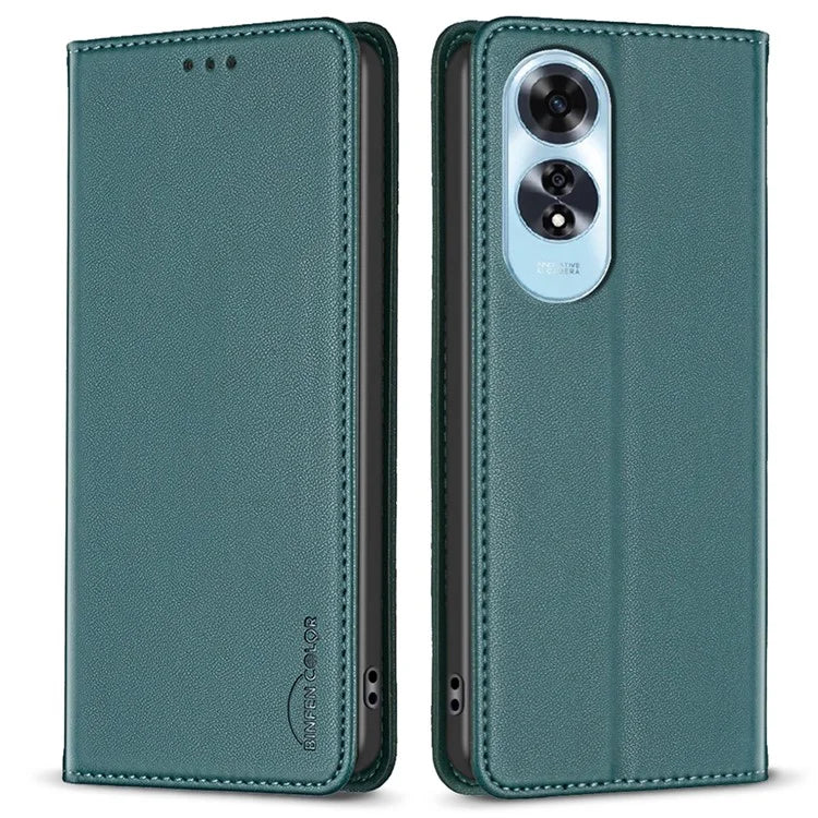 BINFEN COLOR BF18 For Oppo A60 4G Cell Phone Case Magnetic PU Leather Phone Cover with Card Slots