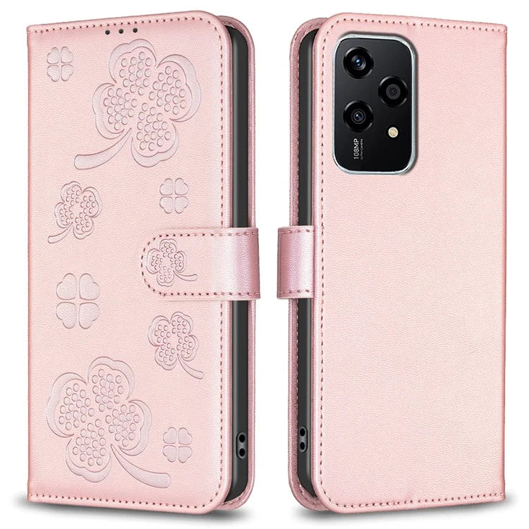 For Honor 200 Lite Case Wallet PU Leather Four Leaf Clover Phone Cover