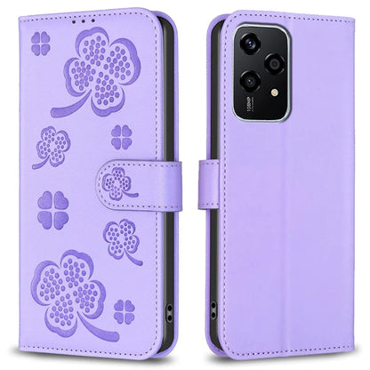 For Honor 200 Lite Case Wallet PU Leather Four Leaf Clover Phone Cover