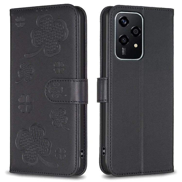 For Honor 200 Lite Case Wallet PU Leather Four Leaf Clover Phone Cover