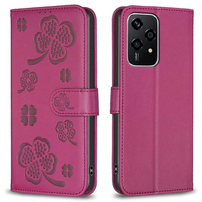 For Honor 200 Lite Case Wallet PU Leather Four Leaf Clover Phone Cover