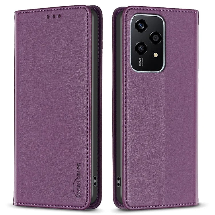 BINFEN COLOR BF18 For Honor 200 Lite Case Card Slots Leather Phone Cover Magnetic Closing