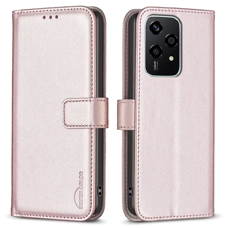 BINFEN COLOR BF17 For Honor 200 Lite Case PU Leather Wallet Magnetic Shockproof Cover
