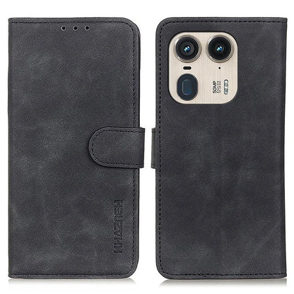 KHAZNEH For Motorola Edge 50 Ultra 5G / Moto X50 Ultra 5G Case Retro PU Leather Drop-Proof Phone Stand Cover