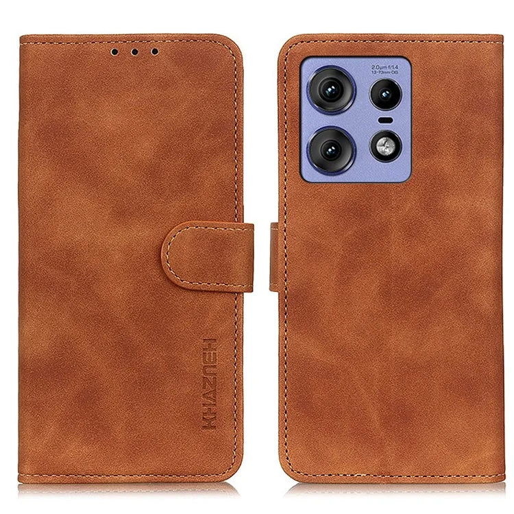 KHAZNEH For Motorola Edge 50 Pro 5G Case Retro Leather Cash Card Holder Purse Phone Cover