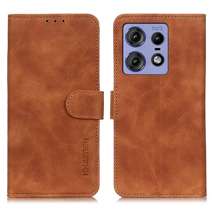KHAZNEH For Motorola Edge 50 Pro 5G Case Retro Leather Cash Card Holder Purse Phone Cover