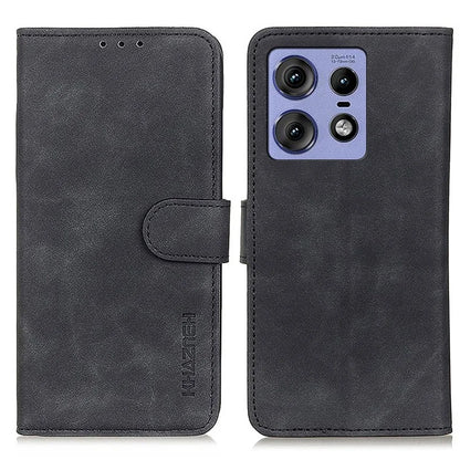 KHAZNEH For Motorola Edge 50 Pro 5G Case Retro Leather Cash Card Holder Purse Phone Cover