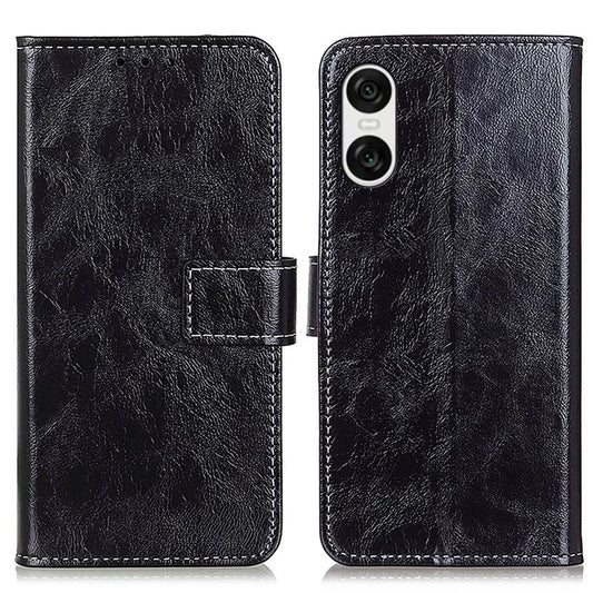 For Sony Xperia 10 VI Case Vintage PU Leather Folio Phone Cover with Card Slots