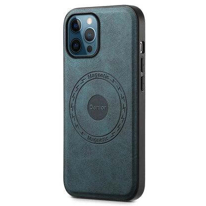 DENIOR A11 For iPhone 12 Pro Max Case Retro PU+PC+TPU Phone Cover Compatible with MagSafe