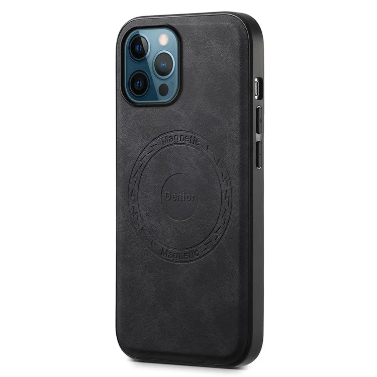 DENIOR A11 For iPhone 12 Pro Max Case Retro PU+PC+TPU Phone Cover Compatible with MagSafe