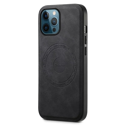 DENIOR A11 For iPhone 12 Pro Max Case Retro PU+PC+TPU Phone Cover Compatible with MagSafe