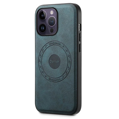 DENIOR A11 For iPhone 14 Pro Magnetic Phone Case Retro PU+PC+TPU Shockproof Cover