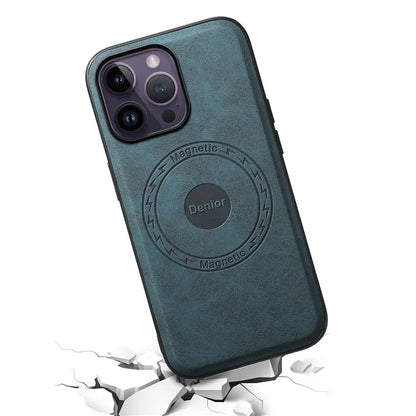 DENIOR A11 For iPhone 14 Pro Magnetic Phone Case Retro PU+PC+TPU Shockproof Cover