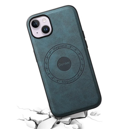 DENIOR A11 For iPhone 14 Plus Case Retro PU+PC+TPU Phone Cover Compatible with MagSafe