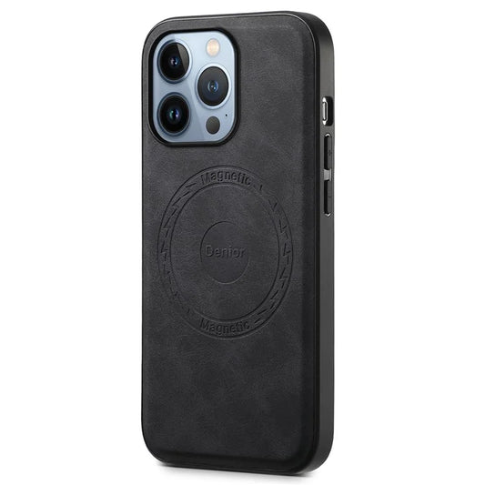 DENIOR A11 For iPhone 13 Pro Case Retro Leather+ PC+TPU Magnetic Phone Cover