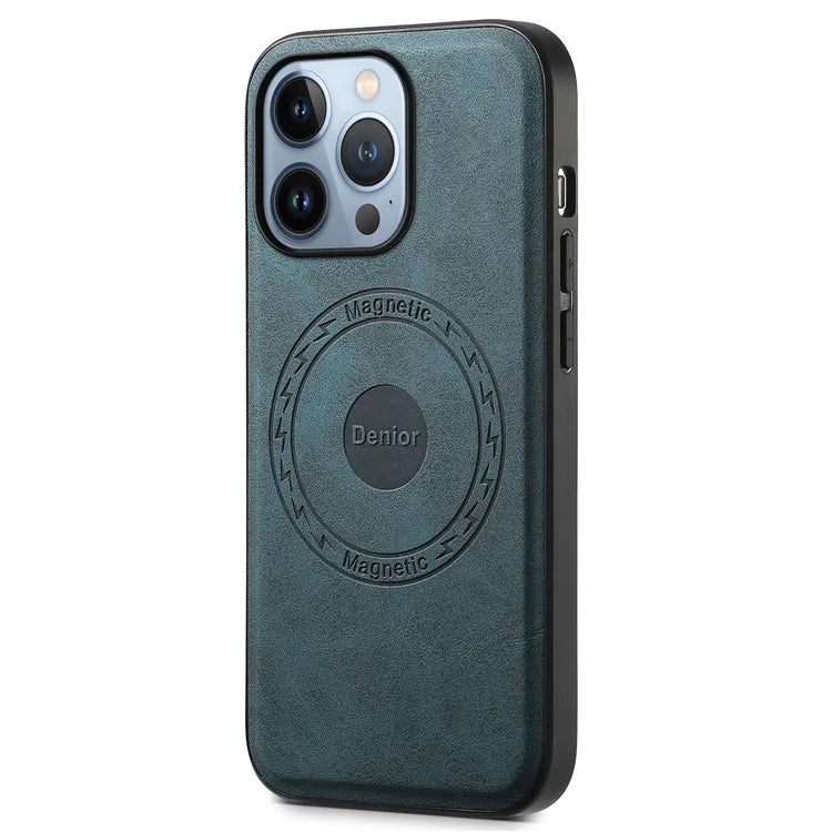 DENIOR A11 For iPhone 13 Pro Case Retro Leather+ PC+TPU Magnetic Phone Cover