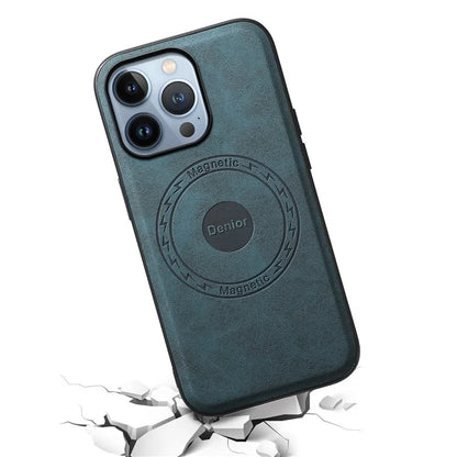 DENIOR A11 For iPhone 13 Pro Case Retro Leather+ PC+TPU Magnetic Phone Cover