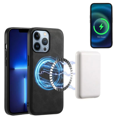 DENIOR A11 For iPhone 13 Pro Max Magnetic Case Leather+PC+TPU Retro Phone Cover