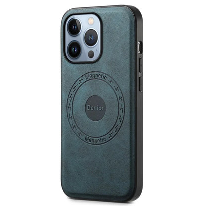 DENIOR A11 For iPhone 13 Pro Max Magnetic Case Leather+PC+TPU Retro Phone Cover