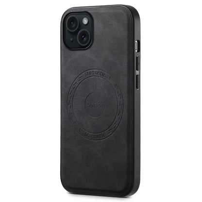 DENIOR A11 For iPhone 15 Plus Case Compatible with MagSafe Leather Coated PC+TPU Phone Cover