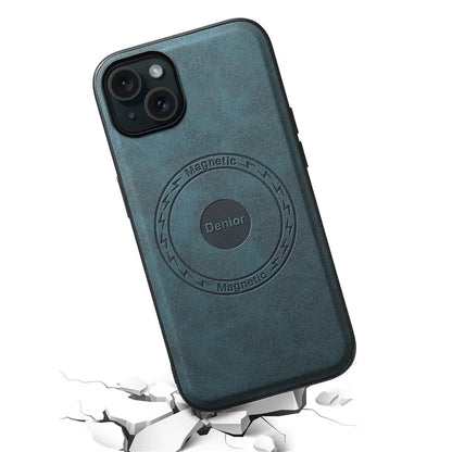 DENIOR A11 For iPhone 15 Plus Case Compatible with MagSafe Leather Coated PC+TPU Phone Cover