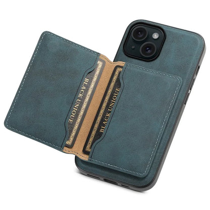DENIOR D13 For iPhone 15 Case PC+TPU+PU Leather Phone Cover with Detachable Magnetic Card Holder