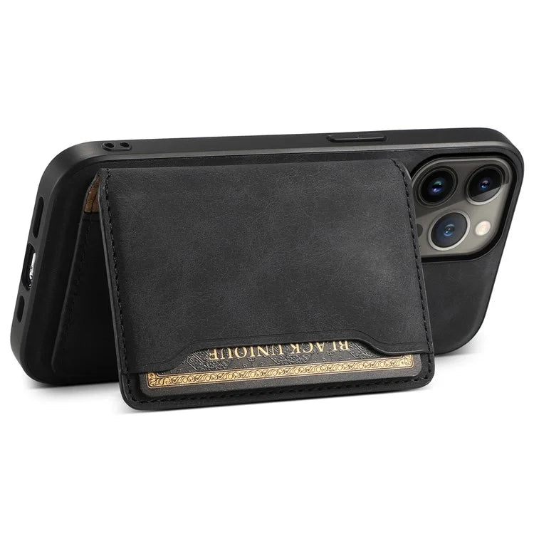 DENIOR D13 For iPhone 13 Pro Max 6.7 inch Case Magnetic Leather+TPU+PC Phone Cover with Card Bag