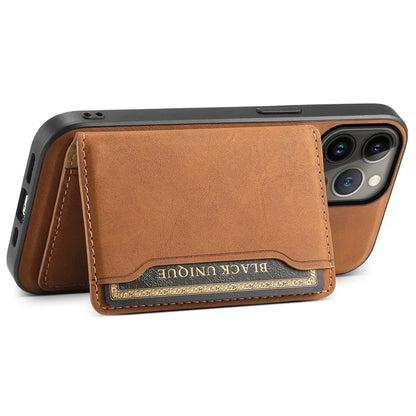 DENIOR D13 For iPhone 13 Pro Max 6.7 inch Case Magnetic Leather+TPU+PC Phone Cover with Card Bag