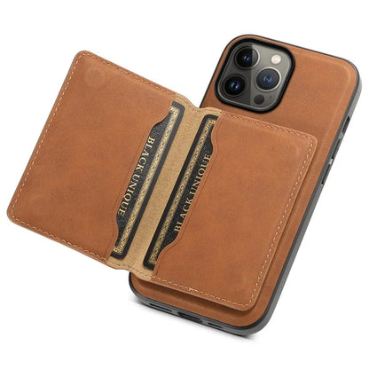 DENIOR D13 For iPhone 13 Pro Max 6.7 inch Case Magnetic Leather+TPU+PC Phone Cover with Card Bag