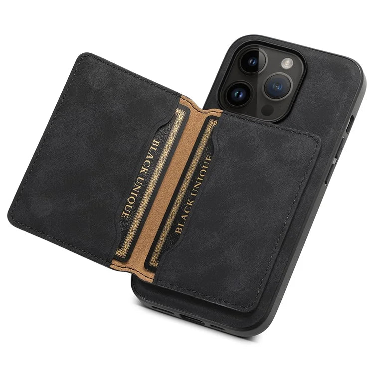 DENIOR D13 Wholesale Phone Case for iPhone 14 Pro PC+TPU+PU Leather Phone Protector with Detachable Magnetic Card Holder